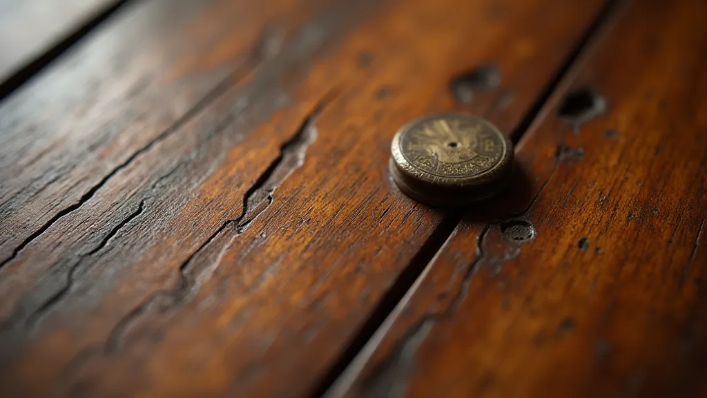 Close-up of aged varnish on clock case wood