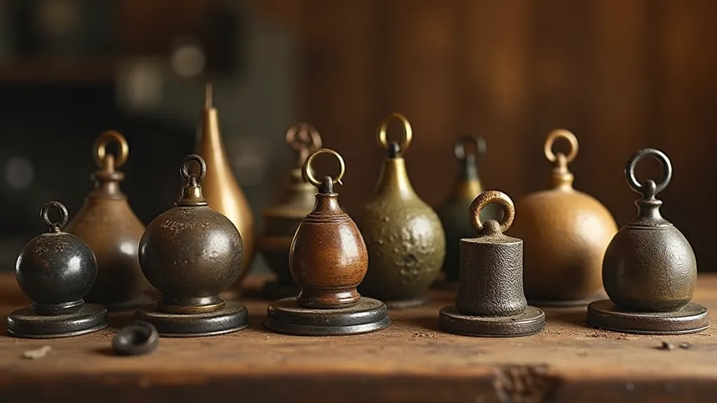 Collection of antique clock weights