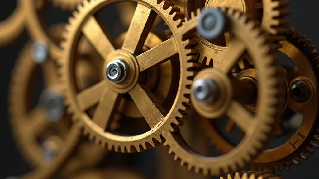 Close-up of antique clock gears