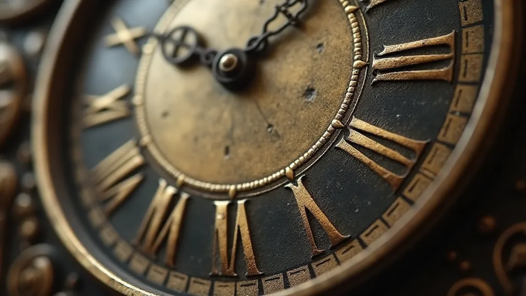 Close-up of antique clock numerals