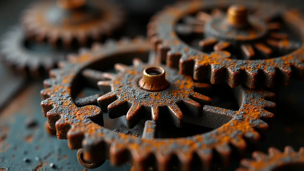 Heavily corroded brass clock gears
