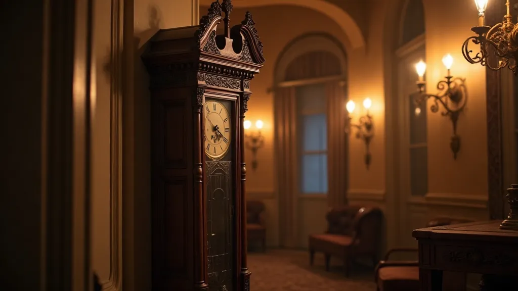 Antique grandfather clock in a room