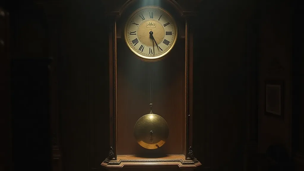 Antique grandfather clock with a suspended pendulum