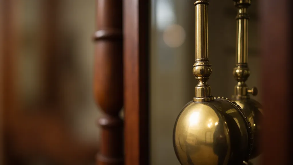 A swinging pendulum of a restored clock