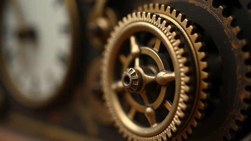 Detailed view of antique clock gears